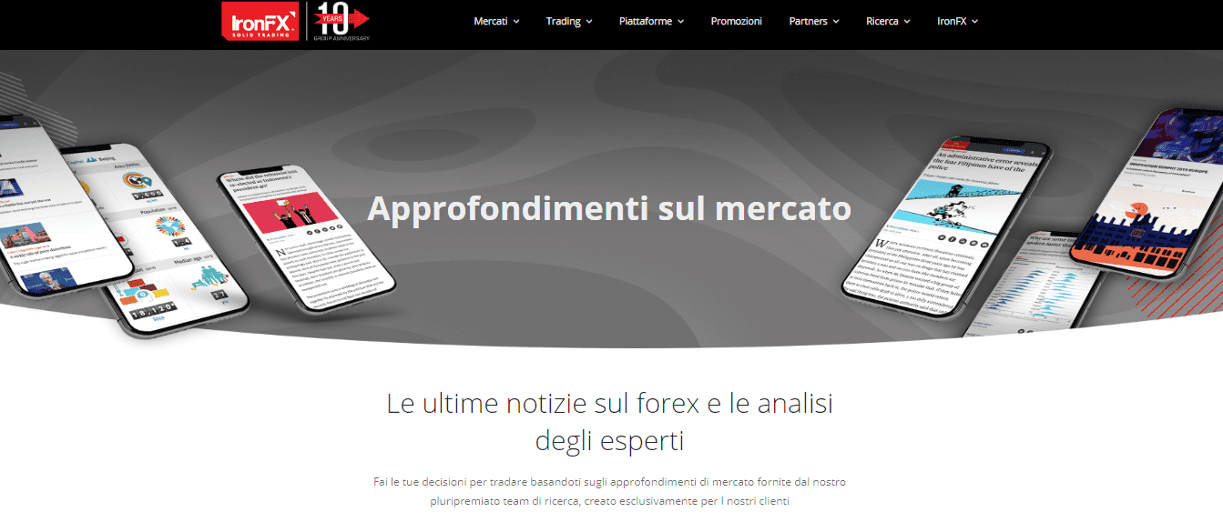 Sezione di Ricerca di IronFX
